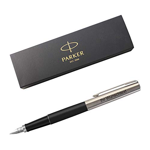 Parker Füllfederhalter Jotter Bond Street Black C.C., Edelstahl, Feder M, inkl. Laser-Gravur von all4myoffice