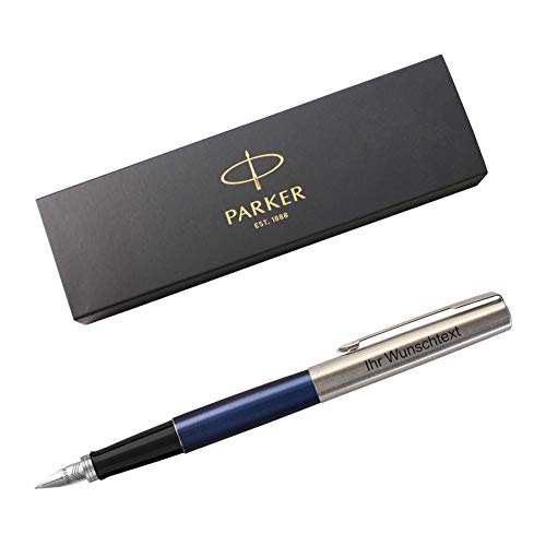 Parker Füllfederhalter Jotter Royal Blue C.C., Edelstahl, Feder M, inkl. Laser-Gravur von all4myoffice