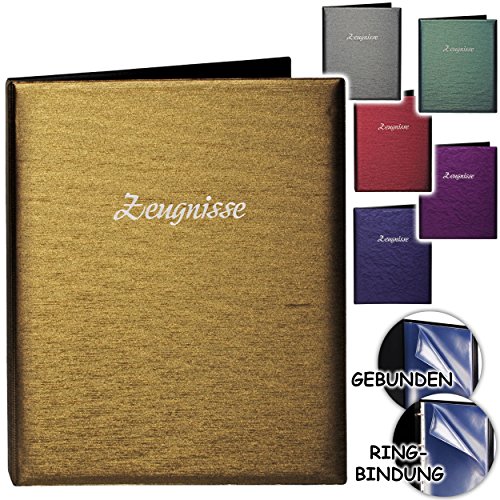 Zeugnisringbuch / Ringbuch - " Zeugnisse " _ " 3D Metallic Effekt - einfarbig / uni - Modell-Mix " - A4 - incl. 20 Seiten / 10 Einsteckseiten - dokumentenecht.. von alles-meine.de GmbH - hergestellt in Deutschland