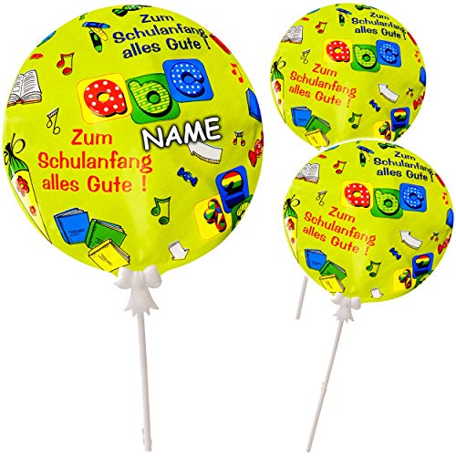 15 Stück kleine - Folien Ballons - zum Schulanfang Alles Gute ! - inkl. Name - selbstaufblasend - Ø 18 cm - Tischdeko - Luftballons/Dekoballon - Blume.. von alles-meine.de GmbH