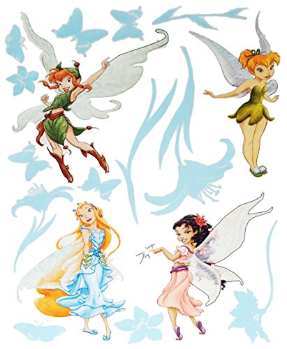 17 TLG. Set XXL - Wandtattoo/Fensterbild/Sticker groß - Tinkerbell Fairies Feen mit Blumen - Wandsticker selbstklebend Fairy - Kinderzimmer für Mädchen von alles-meine.de GmbH