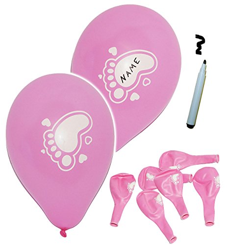 alles-meine.de GmbH 18 TLG. Set Luftballons - süße Baby Füße - pink - mit Namen zum Beschriften - Ballon für Helium oder Luft - Kinder/Mädchen - zur Geburt/Willkommen - Pul.. von alles-meine.de GmbH