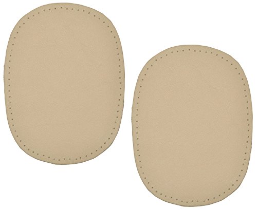 2 STK. Nappa - echtes Leder Flicken - beige/Hellbraun - 10 cm * 13 cm - oval - Aufnäher zum Aufnähen/Applikation aus Nappaleder von alles-meine.de GmbH