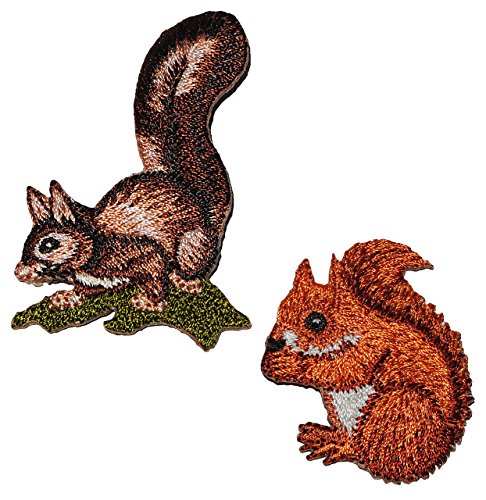 2 TLG. Set: Eichhörnchen - Bügelbilder - Aufnäher Applikation - Katteker Eichhorn - Waldtier für Kinder Wald Tier Tiere Eichkätzchen/Sticker Eulensticker von alles-meine.de GmbH