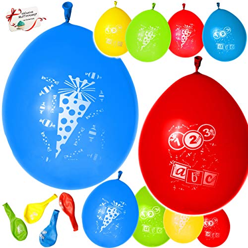 24 TLG. Set Luftballons - Schultüte & Zuckertüte - Schulanfang - Latex Ballon - Helium oder Luft geeignet - Kinder/Mädchen & Jungen - Einschulung - Sc.. von alles-meine.de GmbH