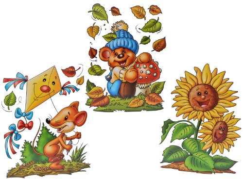 alles-meine.de GmbH 3 Stück: XL Fensterbilder Herbst - Teddy/Sonnenblume/Maus mit Drachen - Sticker Fenstersticker Aufkleber selbstklebend & statisch haftend wiederverwendbar von alles-meine.de GmbH