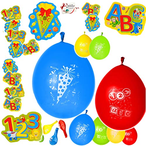 32 TLG. Luftballons + XXL Streumotive - Schultüte & Zuckertüte - Schulanfang - Latex Ballon - Helium oder Luft geeignet - Tischkonfetti - Konfetti Kinder .. von alles-meine.de GmbH