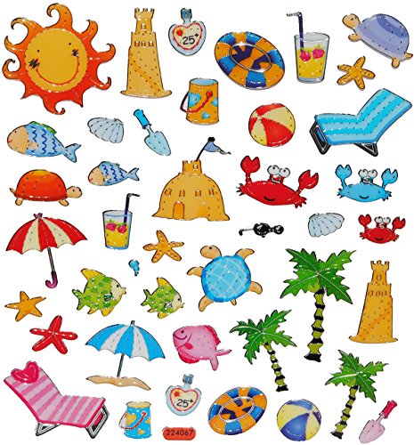 alles-meine.de GmbH 42 TLG. Set Sticker/Aufkleber - Urlaub Sommer Strand - Motive - Glitzer & Glimmer - Strandsticker/Standurlaub - Fotobuch - Scrapbooking - Meer Badeurl.. von alles-meine.de GmbH