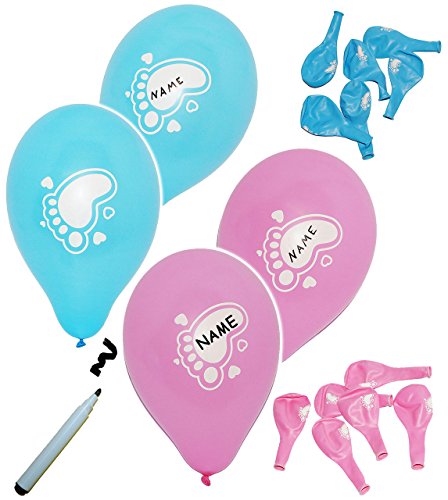 alles-meine.de GmbH 6 TLG. Set Luftballons - Baby Füße - pink - mit Namen zum Beschriften - Ballon für Helium oder Luft - Kinder/Mädchen - zur Geburt/Willkommen - Pulle.. von alles-meine.de GmbH