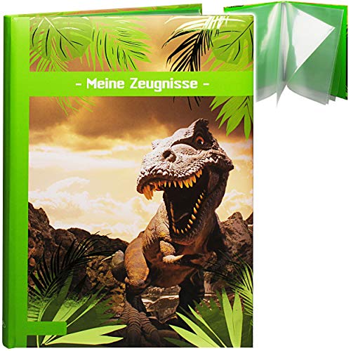 A 4 - Zeugnismappe/Dokumentenmappe - Meine Zeugnisse Dinosaurier - Tyrannosaurus Rex - GEBUNDEN mit festen Seiten - A4 - Softcover - für Kinder und Erwach.. von alles-meine.de GmbH