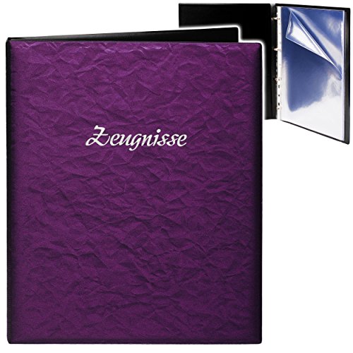 alles-meine.de GmbH A4 - Ringbuch/Zeugnisringbuch - Zeugnisse 3D Kristall-Metallic Effekt - lila/violett - incl. 20 Seiten / 10 Einsteckseiten - dokumentenecht - Ei.. von alles-meine.de GmbH