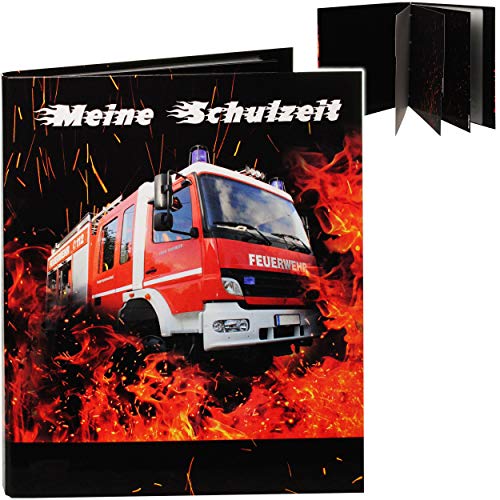 A4 - Ringbuch/Zeugnisringbuch - Zeugnisse & Meine Schulzeit Feuerwehr Auto - incl. Einsteckseiten & Einlagen - ERWEITERBAR/Ordner - Zeugnismappe - Samme.. von alles-meine.de GmbH