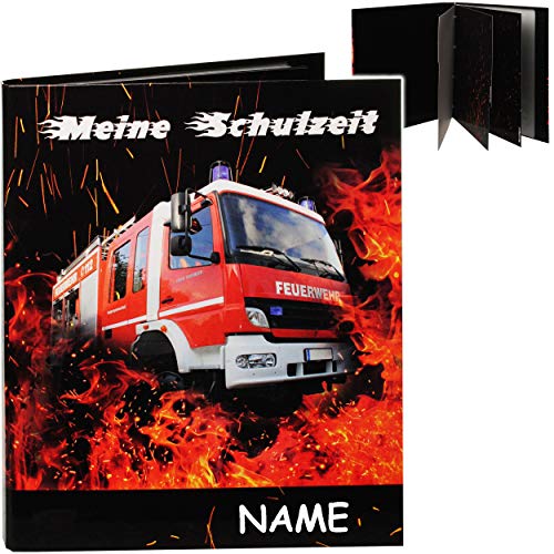 A4 - Ringbuch/Zeugnisringbuch - Zeugnisse & Meine Schulzeit Feuerwehr Auto - incl. Name - mit Einsteckseiten & Einlagen - ERWEITERBAR/Ordner - Zeugnisma.. von alles-meine.de GmbH