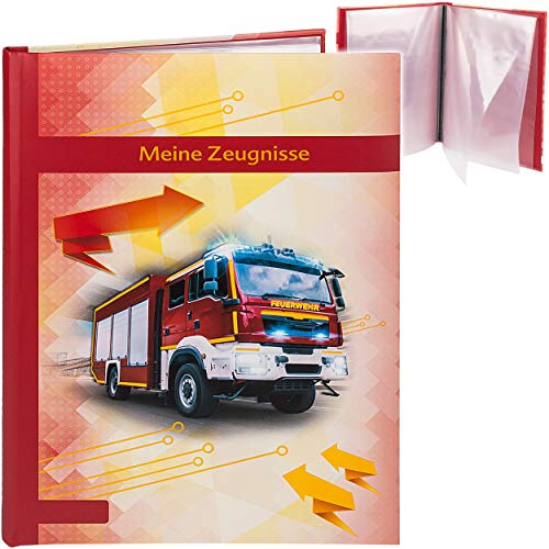 A4 - Zeugnismappe/Dokumentenmappe - Feuerwehr & Feuerwehrauto Meine Zeugnisse gebunden - Buch mit festen Seiten - A 4 - Zeugnisbuch - Softcover - für Ki.. von alles-meine.de GmbH