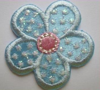 alles-meine.de GmbH Blüte 3,1 cm Bügelbild Blau hellblau Blume Aufnäher Applikation Patch Aufbügler von alles-meine.de GmbH