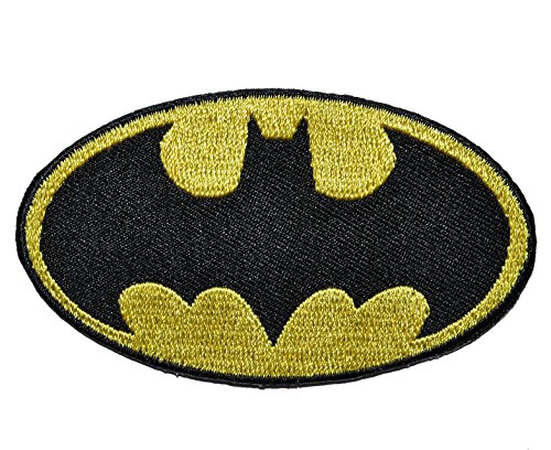 Bügelbild - Logo Batmann - 8,2 cm * 4,5 cm - Comic Held Bruce Wayne - Aufnäher Applikation - gestickter Flicken - Batmobil Helden Orden Fledermaus von alles-meine.de GmbH