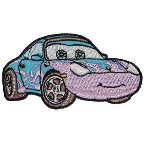 alles-meine.de GmbH Cars Sally - 8,3 cm * 4,5 cm - Bügelbild - Auto Mc Queen Auto Car blau Kinder - Porsche/Aufnäher - Lightning McQueen - Fahrzeug Patch von alles-meine.de GmbH