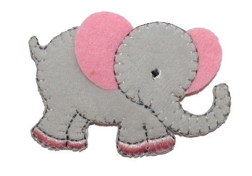 alles-meine.de GmbH Elefant 6 cm * 4,1 cm Bügelbild Elephant rosa grau Tiere Elefanten Afrika Zoo Aufnäher Applikation von alles-meine.de GmbH