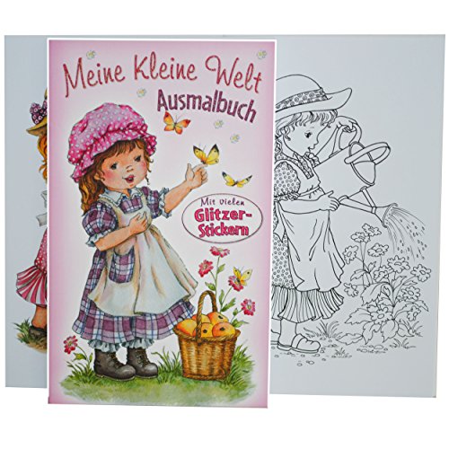 Malbuch mit Glitzer Stickern, Namensaufklebern und Malvorlagen - für Mädchen Meine kleine Welt - Etiketten Heftetiketten/Schulbücher Schule - Schulanfan.. von alles-meine.de GmbH