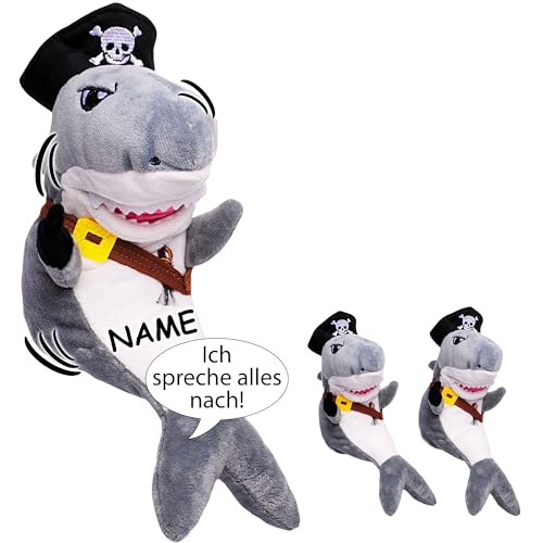 NACH sprechender - Hai Fisch - Pirat - Ich spreche Alles nach & bewege Mich dazu - inkl. Name - aus Stoff/Plüsch - Plüschtier - mit Sound & Bewegung - s.. von alles-meine.de GmbH