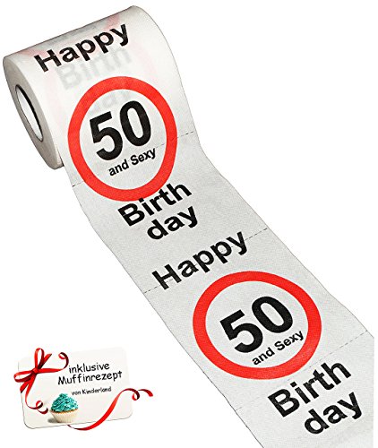 alles-meine.de GmbH 1 Rolle Toilettenpapier - 50. Geburtstag/fünfzig und Sexy - Happy Birthday - 28 m - Verkehrsschild - WC Klopapier Klopapier - lustig Klorolle große Ro.. von alles-meine.de GmbH