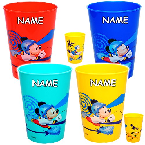 alles-meine.de GmbH 1 Stück 3 in 1 - Trinkbecher/Zahnputzbecher/Malbecher - Becher - - Mickey Mouse - Donald Duck & Pluto - inkl. Name - 250 ml - Trinkglas aus Kunststo.. von alles-meine.de GmbH