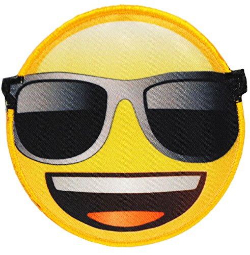 alles-meine.de GmbH 1 Stück Bügelbild - Emoji - mit Sonnenbrille - Brille - 6,8 cm * 6,6 cm - Aufnäher & Applikation - gewebter Flicken - Bügelflicken/Hosenflicken - Büg.. von alles-meine.de GmbH