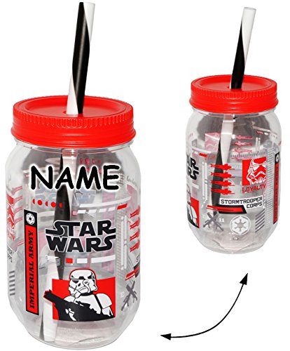 alles-meine.de GmbH 1 Stück Trinkbecher/Trinkflasche - mit Strohhalm & Deckel - incl. Name - Star Wars - Stormtrooper/Imperial Army - 550 ml - ZAK ! - Getränkebecher - .. von alles-meine.de GmbH