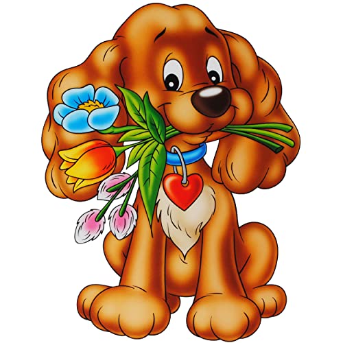 alles-meine.de GmbH 1 Stück großes Fensterbild - Hund mit Blumen/Cocker Spaniel - statisch haftend - selbstklebend + wiederverwendbar/Sticker Fenstersticker Aufkleber -.. von alles-meine.de GmbH