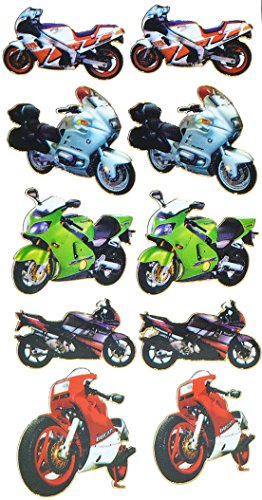 alles-meine.de GmbH 10 TLG. Set Sticker/Aufkleber - Motorräder - selbstklebend - für Jungen - Stickerset Kinder - z.B. für Stickeralbum/Motorradfahrer Motorrad Fahrzeug von alles-meine.de GmbH