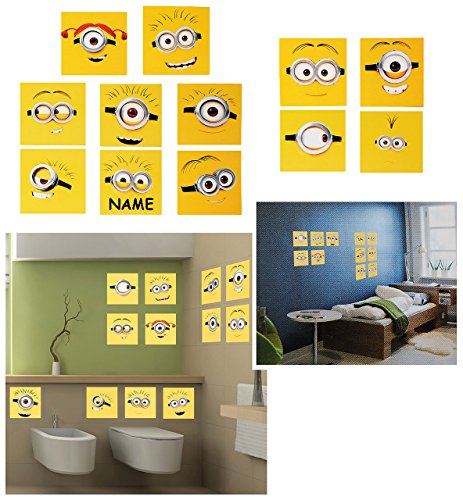 alles-meine.de GmbH 12 Stück: große Wandsticker - Minion - Ich einfach unverbesserlich/lustige Gesichter/Kacheln - incl. Name - selbstklebend + wiederverwendbar - Aufkl.. von alles-meine.de GmbH