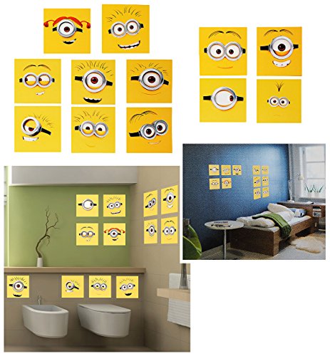 alles-meine.de GmbH 12 Stück: große Wandsticker - Minion - Ich einfach unverbesserlich/lustige Gesichter/Kacheln - selbstklebend + wiederverwendbar - Aufkleber für Kind.. von alles-meine.de GmbH