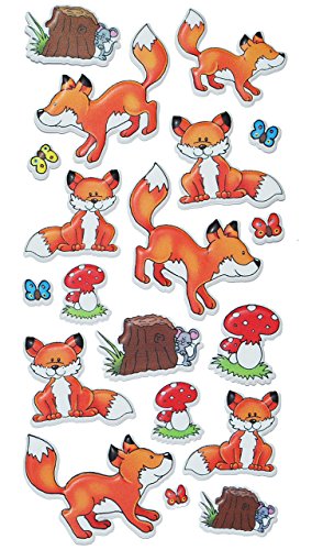 alles-meine.de GmbH 19 TLG. Set Stickerset: 3-D Soft Sticker/Aufkleber - Fuchs mit Pilzen - wasserabweisend - Pop-Up - Herbststicker - Waldtiere Füchse Eicheln Pilz Blumen - fü.. von alles-meine.de GmbH