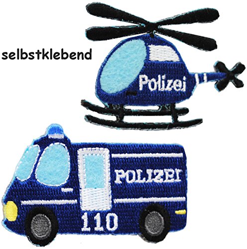 alles-meine.de GmbH 2 Stück Bügelbilder/Textil Sticker - selbstklebend - Polizei - Fahrzeug & Hubschrauber - 6 cm * 3,9 cm - Aufnäher & Applikation/Sticker - gewebter F.. von alles-meine.de GmbH