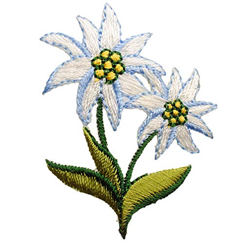 alles-meine.de GmbH 2 Stück Bügelbilder - Alpen - Edelweiß - Blume - 5,2 cm * 4 cm - Aufnäher/Applikationen/Aufbügler - gewebte Flicken - Bügelflicken/Hosenflicken - Büge.. von alles-meine.de GmbH