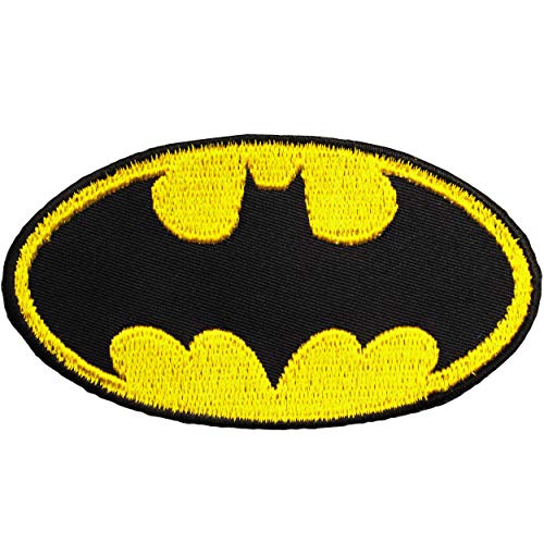 alles-meine.de GmbH 2 Stück - Bügelbilder - Batman - Logo Fledermaus - 8,0 cm * 4,5 cm - Aufnäher/Applikationen/Aufbügler - gewebte Flicken - Bügelflicken/Hosenflicken - Bü.. von alles-meine.de GmbH