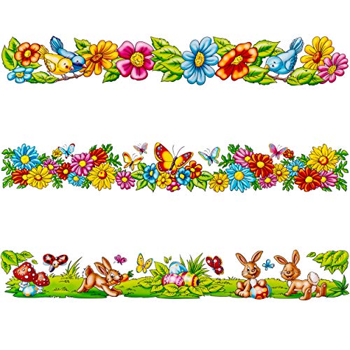 alles-meine.de GmbH 2 Stück Fensterbilder - Bordüren Motivwahl Osterhasen/Blumen & Schmetterlinge - Ostern - 44 cm - Lange Borte/Kante - selbstklebend + wiederverwendba.. von alles-meine.de GmbH