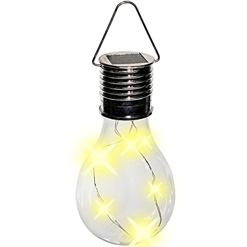 alles-meine.de GmbH 2 Stück SOLAR - LICHT - Glas Glühbirnen - Lichterkette - 4 Stück LED - 6 Stunden Leuchtkraft - 15 cm groß - Leuchte transparent durchsichtig - Glühlampe zum.. von alles-meine.de GmbH