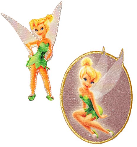 alles-meine.de GmbH 2 TLG. Set Bügelbilder - - Fairies - Tinkerbell - 7,2 cm * 9 cm - Aufnäher Applikation mit Glitzer Effekt - Peter Pan - gewebter Flicken - Jungen & Mädc.. von alles-meine.de GmbH