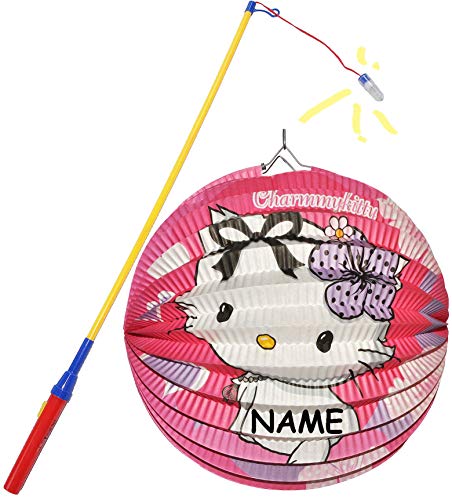 alles-meine.de GmbH 2 TLG. Set: Laterne/Lampion + LED Laternenstab - Katze - Charmmy Kitty - incl. Name - für Kinder - Papierlaterne - Laternen Lampions - RUND - Papier - b.. von alles-meine.de GmbH