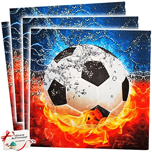 alles-meine.de GmbH 20 Stück Servietten - Fussball - Flamme - Partygeschirr/Partyset - zum Geburtstag/Schulanfang - Weltmeisterschaft - Kindergeburtstag - Fußballspiele.. von alles-meine.de GmbH