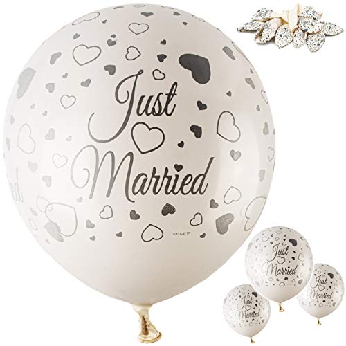 alles-meine.de GmbH 24 Stück große Luftballons - Just Married - für Hochzeit & Trauung - Ballon für Helium oder Luft geeignet - 25-30 cm groß - Brautpaar - kirchliche Ehe - Fei.. von alles-meine.de GmbH