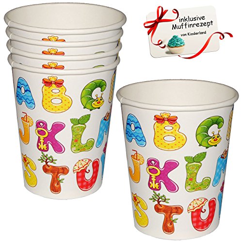 alles-meine.de GmbH 24 tlg. Set Pappbecher - Buchstaben - ABC/Alphabet - Becher zum Schulanfang/Geburtstag - Schuleinführung & Kindergeburtstag - 250 ml - Einwegbecher .. von alles-meine.de GmbH