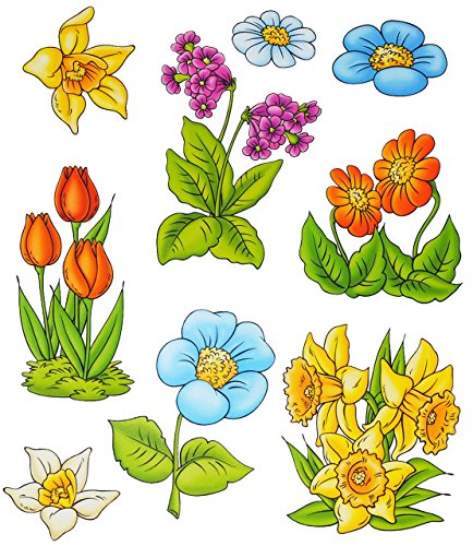 alles-meine.de GmbH 3 * 9 TLG. Set Fensterbilder - Blumen - Tulpen/Narzissen - Ostern & Frühling - statisch haftend - selbstklebend + wiederverwendbar/Sticker Fensterst.. von alles-meine.de GmbH