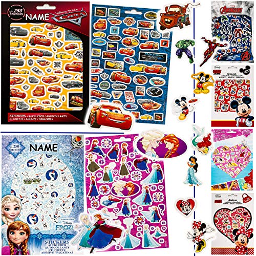 alles-meine.de GmbH 3 * über 250 TLG. XL Set - Aufkleber/Sticker - Mädchen - Motiv-Mix - inkl. Name - selbstklebend - Stickerblock - Frozn - Cars - Minnie & Mickey - Avenger .. von alles-meine.de GmbH