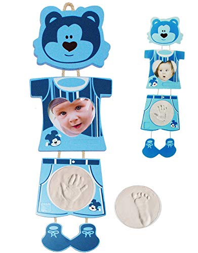 alles-meine.de GmbH 3-D Bastelset - Händeabdruck oder Fußabdruck - incl. Foto Rahmen blau - Set Ton Abdruck - gießen Gipsformen Gips - Kind Kinder Form für Kinder Baby/Jungen -.. von alles-meine.de GmbH