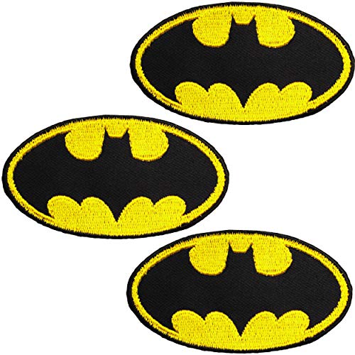 alles-meine.de GmbH 3 Stück Bügelbilder/Applikationen/Aufbügler - Batman - Logo Fledermaus - 8,0 cm * 4,5 cm - Aufnäher/gewebte Flicken - zum Aufbügeln Aufkleben Aufnähen.. von alles-meine.de GmbH