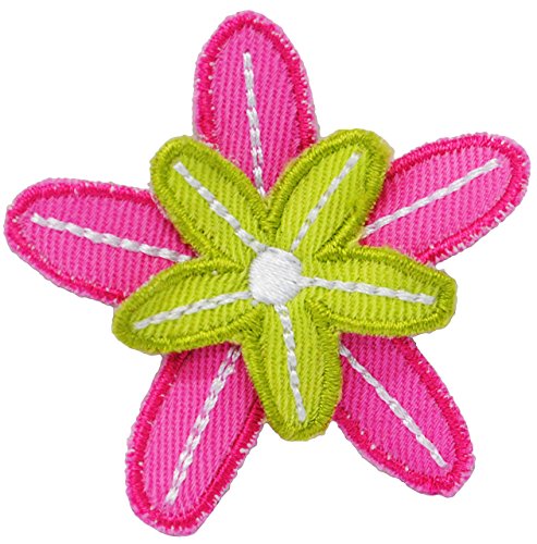 alles-meine.de GmbH 3 Stück Bügelbilder - 3-D Effekt - Blüte - grün/pink/rosa - 5,2 cm * 5 cm - Aufnäher & Applikationen - gewebter Flicken - Bügelflicken/Hosenflicke.. von alles-meine.de GmbH