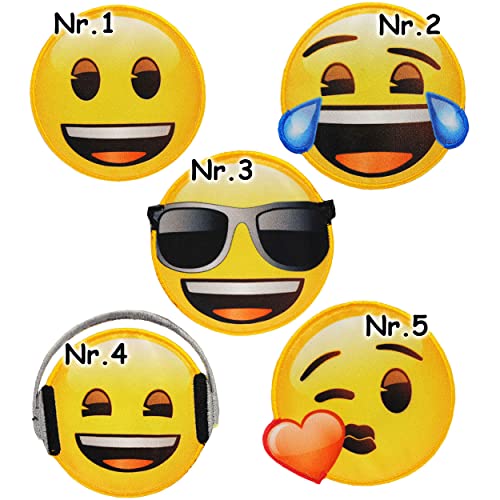 alles-meine.de GmbH 3 Stück Bügelbilder - Emoji - mit Sonnenbrille - Brille - 6,8 cm * 6,6 cm - Applikation & Aufnäheren - gewebter Flicken - Bügelsticker/Textilsticker .. von alles-meine.de GmbH