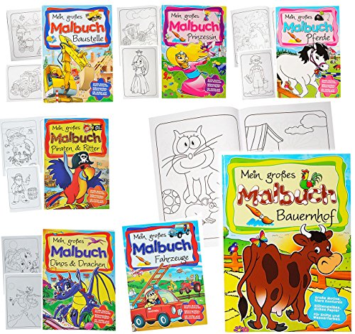 alles-meine.de GmbH 3 Stück große XL Malbücher - A4 - Pferde, Bauernhof & Haustiere - große Motive - 80 Seiten - Dickes Kindermalbuch - für Stifte & Wassermalfarben - Fohl.. von alles-meine.de GmbH